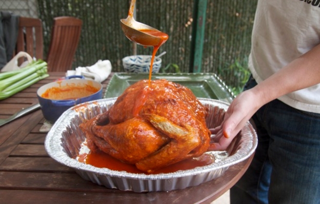 basting a turkey
